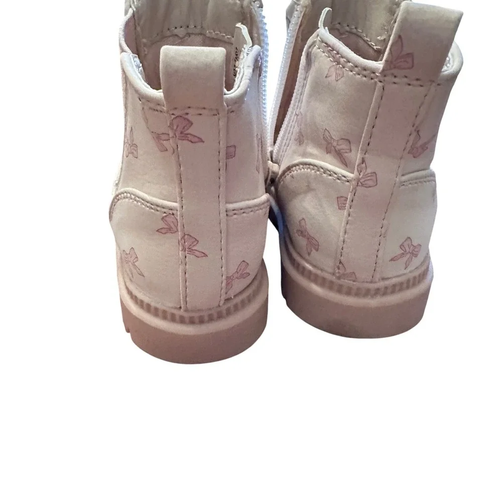Wonder Nation Baby‎ Girl Pink Bow Zipper Ankle Boots Booties Size 2 Toddler